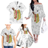 Hawaii Lei Kamehameha Family Matching Off The Shoulder Long Sleeve Dress and Hawaiian Shirt Ke'oke'o Seamless Pattern Hibiscus Flower LT9 - Polynesian Pride