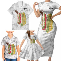 Hawaii Lei Kamehameha Family Matching Short Sleeve Bodycon Dress and Hawaiian Shirt Ke'oke'o Seamless Pattern Hibiscus Flower LT9 - Polynesian Pride