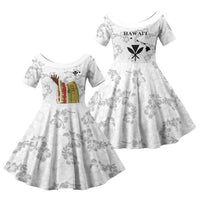 Hawaii Lei Kamehameha Family Matching Summer Maxi Dress and Hawaiian Shirt Ke'oke'o Seamless Pattern Hibiscus Flower LT9 Daughter's Dress White - Polynesian Pride