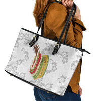 Hawaii Lei Kamehameha Leather Tote Bag Ke'oke'o Seamless Pattern Hibiscus Flower LT9 - Polynesian Pride