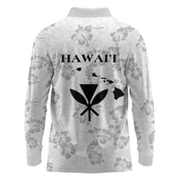 Hawaii Lei Kamehameha Long Sleeve Polo Shirt Ke'oke'o Seamless Pattern Hibiscus Flower LT9 - Polynesian Pride