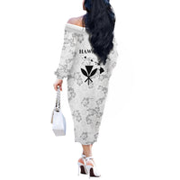 Hawaii Lei Kamehameha Off The Shoulder Long Sleeve Dress Ke'oke'o Seamless Pattern Hibiscus Flower LT9 - Polynesian Pride