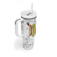 Hawaii Lei Kamehameha Tumbler With Handle Ke'oke'o Seamless Pattern Hibiscus Flower LT9 - Polynesian Pride