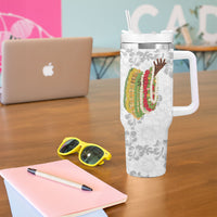 Hawaii Lei Kamehameha Tumbler With Handle Ke'oke'o Seamless Pattern Hibiscus Flower LT9 - Polynesian Pride