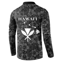 Hawaii Lei Kamehameha Button Sweatshirt Ele'ele Seamless Pattern Hibiscus Flower LT9 - Polynesian Pride