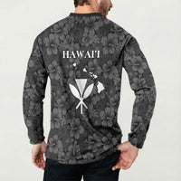 Hawaii Lei Kamehameha Button Sweatshirt Ele'ele Seamless Pattern Hibiscus Flower LT9 - Polynesian Pride