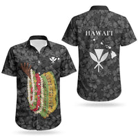 Hawaii Lei Kamehameha Couples Matching Short Sleeve Bodycon Dress and Hawaiian Shirt Ele'ele Seamless Pattern Hibiscus Flower LT9 - Polynesian Pride
