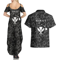 Hawaii Lei Kamehameha Couples Matching Summer Maxi Dress and Hawaiian Shirt Ele'ele Seamless Pattern Hibiscus Flower