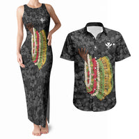 Hawaii Lei Kamehameha Couples Matching Tank Maxi Dress and Hawaiian Shirt Ele'ele Seamless Pattern Hibiscus Flower LT9 Black - Polynesian Pride