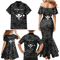 Hawaii Lei Kamehameha Family Matching Mermaid Dress and Hawaiian Shirt Ele'ele Seamless Pattern Hibiscus Flower LT9 Mom's Dress Black - Polynesian Pride