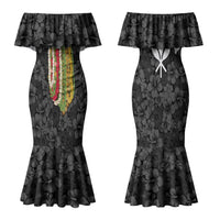 Hawaii Lei Kamehameha Family Matching Mermaid Dress and Hawaiian Shirt Ele'ele Seamless Pattern Hibiscus Flower LT9 Mom's Dress Black - Polynesian Pride