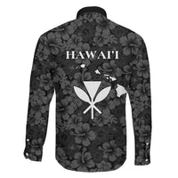 Hawaii Lei Kamehameha Family Matching Off The Shoulder Long Sleeve Dress and Hawaiian Shirt Ele'ele Seamless Pattern Hibiscus Flower LT9 Son's Shirt Black - Polynesian Pride