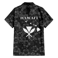 Hawaii Lei Kamehameha Family Matching Puletasi and Hawaiian Shirt Ele'ele Seamless Pattern Hibiscus Flower LT9 Dad's Shirt - Long Sleeve Black - Polynesian Pride