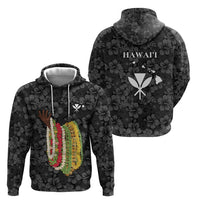 Hawaii Lei Kamehameha Hoodie Ele'ele Seamless Pattern Hibiscus Flower LT9 - Polynesian Pride
