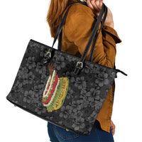Hawaii Lei Kamehameha Leather Tote Bag Ele'ele Seamless Pattern Hibiscus Flower