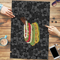 Hawaii Lei Kamehameha Puzzle Ele'ele Seamless Pattern Hibiscus Flower LT9 Black - Polynesian Pride