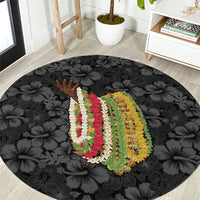 Hawaii Lei Kamehameha Round Carpet Ele'ele Seamless Pattern Hibiscus Flower