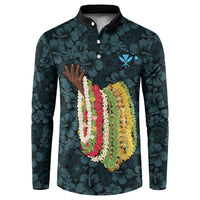 Hawaii Lei Kamehameha Button Sweatshirt Uliuli Seamless Pattern Hibiscus Flower