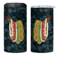 Hawaii Lei Kamehameha 4 in 1 Can Cooler Tumbler Uliuli Seamless Pattern Hibiscus Flower