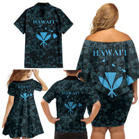 Hawaii Lei Kamehameha Family Matching Off Shoulder Short Dress and Hawaiian Shirt Uliuli Seamless Pattern Hibiscus Flower