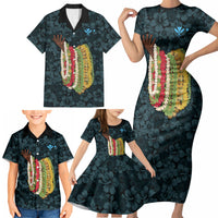 Hawaii Lei Kamehameha Family Matching Short Sleeve Bodycon Dress and Hawaiian Shirt Uliuli Seamless Pattern Hibiscus Flower LT9 - Polynesian Pride