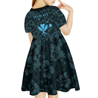 Hawaii Lei Kamehameha Kid Short Sleeve Dress Uliuli Seamless Pattern Hibiscus Flower LT9 - Polynesian Pride