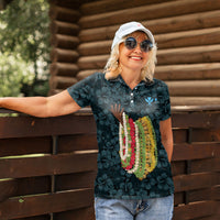 Hawaii Lei Kamehameha Women Polo Shirt Uliuli Seamless Pattern Hibiscus Flower