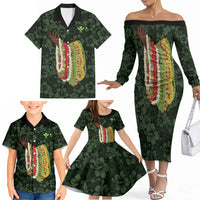 Hawaii Lei Kamehameha Family Matching Off The Shoulder Long Sleeve Dress and Hawaiian Shirt Oma'oma'o Seamless Pattern Hibiscus Flower LT9 - Polynesian Pride