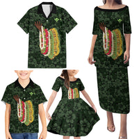 Hawaii Lei Kamehameha Family Matching Puletasi and Hawaiian Shirt Oma'oma'o Seamless Pattern Hibiscus Flower