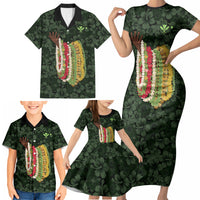 Hawaii Lei Kamehameha Family Matching Short Sleeve Bodycon Dress and Hawaiian Shirt Oma'oma'o Seamless Pattern Hibiscus Flower LT9 - Polynesian Pride