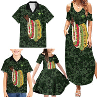 Hawaii Lei Kamehameha Family Matching Summer Maxi Dress and Hawaiian Shirt Oma'oma'o Seamless Pattern Hibiscus Flower