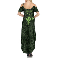 Hawaii Lei Kamehameha Family Matching Summer Maxi Dress and Hawaiian Shirt Oma'oma'o Seamless Pattern Hibiscus Flower