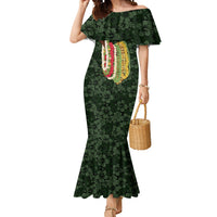 Hawaii Lei Kamehameha Mermaid Dress Oma'oma'o Seamless Pattern Hibiscus Flower