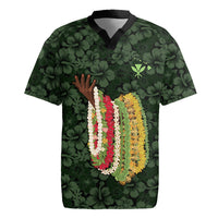 Hawaii Lei Kamehameha Rugby Jersey Oma'oma'o Seamless Pattern Hibiscus Flower LT9 Green - Polynesian Pride