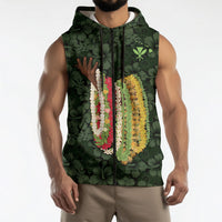 Hawaii Lei Kamehameha Sleeveless Zip Hoodie Oma'oma'o Seamless Pattern Hibiscus Flower LT9 - Polynesian Pride