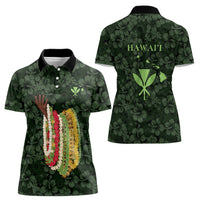 Hawaii Lei Kamehameha Women Polo Shirt Oma'oma'o Seamless Pattern Hibiscus Flower LT9 - Polynesian Pride