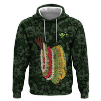 Hawaii Lei Kamehameha Zip Hoodie Oma'oma'o Seamless Pattern Hibiscus Flower LT9 Pullover Hoodie Green - Polynesian Pride