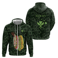 Hawaii Lei Kamehameha Zip Hoodie Oma'oma'o Seamless Pattern Hibiscus Flower LT9 - Polynesian Pride