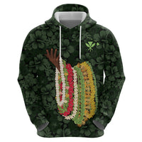 Hawaii Lei Kamehameha Zip Hoodie Oma'oma'o Seamless Pattern Hibiscus Flower