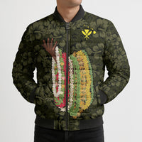 Hawaii Lei Kamehameha Bomber Puffer Jacket Melemele Seamless Pattern Hibiscus Flower