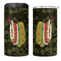 Hawaii Lei Kamehameha 4 in 1 Can Cooler Tumbler Melemele Seamless Pattern Hibiscus Flower LT9 One Size: 16 oz Yellow - Polynesian Pride