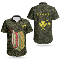 Hawaii Lei Kamehameha Couples Matching Off Shoulder Short Dress and Hawaiian Shirt Melemele Seamless Pattern Hibiscus Flower LT9