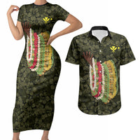 Hawaii Lei Kamehameha Couples Matching Short Sleeve Bodycon Dress and Hawaiian Shirt Melemele Seamless Pattern Hibiscus Flower LT9 Yellow - Polynesian Pride