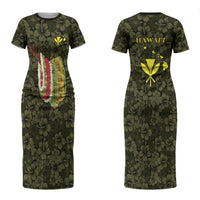 Hawaii Lei Kamehameha Couples Matching Short Sleeve Bodycon Dress and Long Sleeve Button Shirt Melemele Seamless Pattern Hibiscus Flower LT9