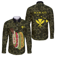 Hawaii Lei Kamehameha Family Matching Tank Maxi Dress and Hawaiian Shirt Melemele Seamless Pattern Hibiscus Flower LT9 Dad's Shirt - Long Sleeve Yellow - Polynesian Pride