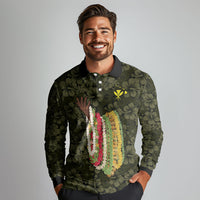 Hawaii Lei Kamehameha Long Sleeve Polo Shirt Melemele Seamless Pattern Hibiscus Flower LT9 - Polynesian Pride