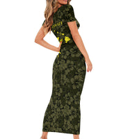 Hawaii Lei Kamehameha Short Sleeve Bodycon Dress Melemele Seamless Pattern Hibiscus Flower LT9 - Polynesian Pride