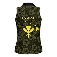 Hawaii Lei Kamehameha Women Sleeveless Polo Shirt Melemele Seamless Pattern Hibiscus Flower