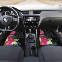Hafa Adai Guam Car Mats Tropical Flowers Colorful Vibes LT9 Set 2pcs - Front Black - Polynesian Pride