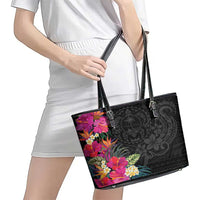 Hafa Adai Guam Leather Tote Bag Tropical Flowers Colorful Vibes LT9 - Polynesian Pride